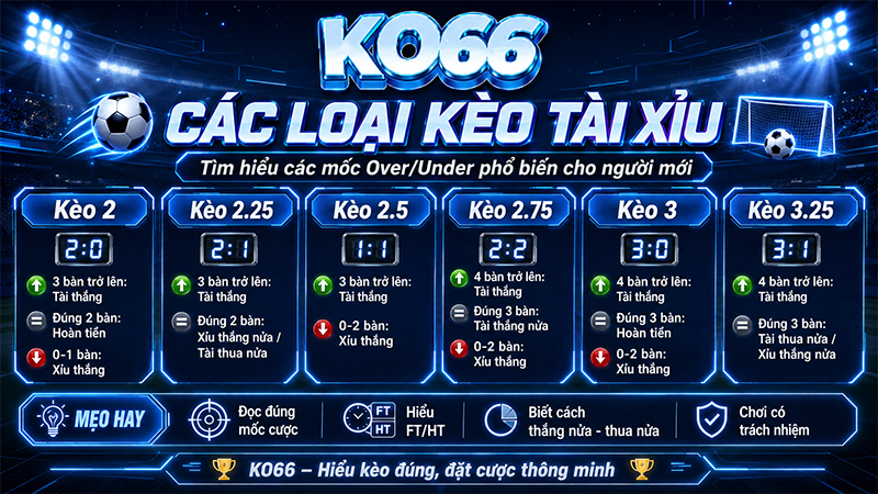Các loại kèo tài xỉu phổ biến nhất