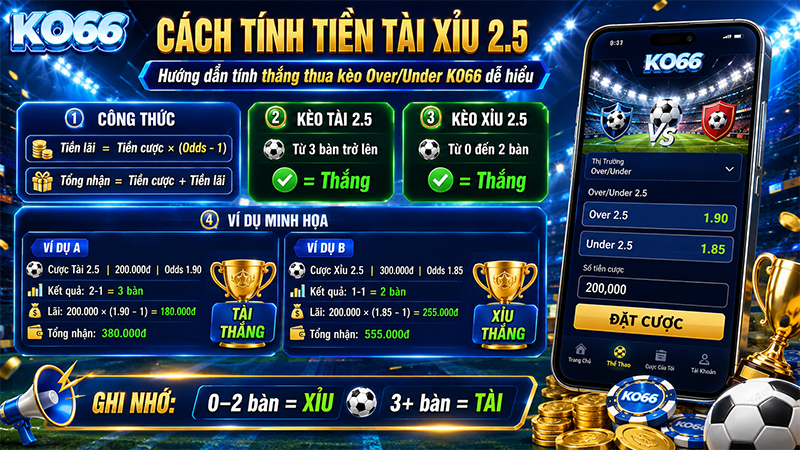 Cách tính tiền tài xỉu 2.5